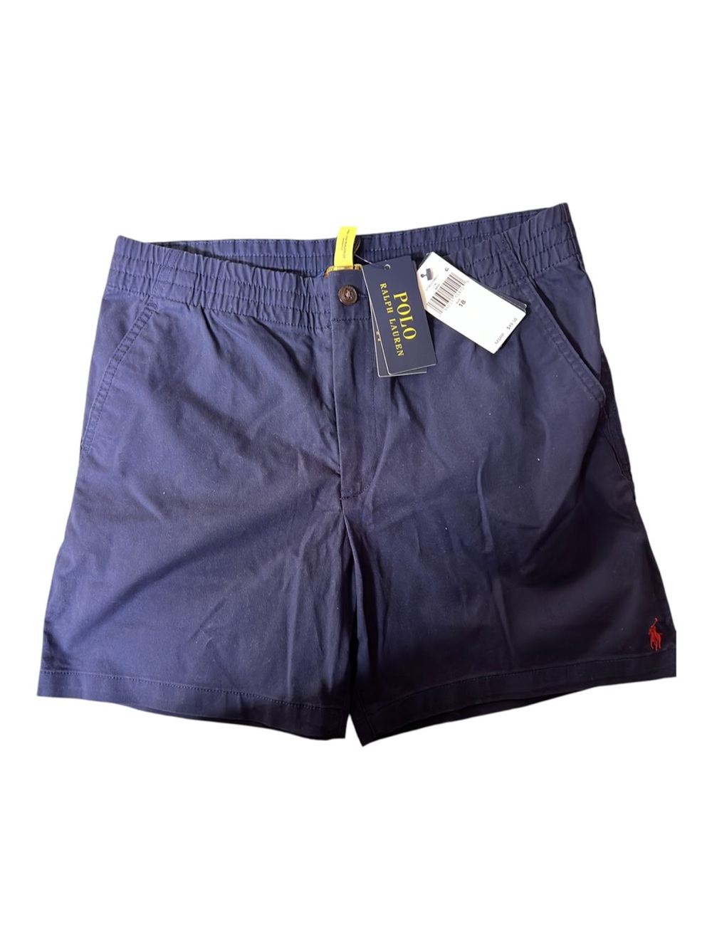 Ralph Lauren Polo Navy Flat-Front Men's Shorts with Red Logo
